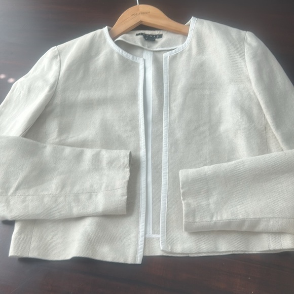 Theory Linen Blend Cropped Open Blazer Lightweight Tailored Jacket Women’s M - Picture 15 of 16